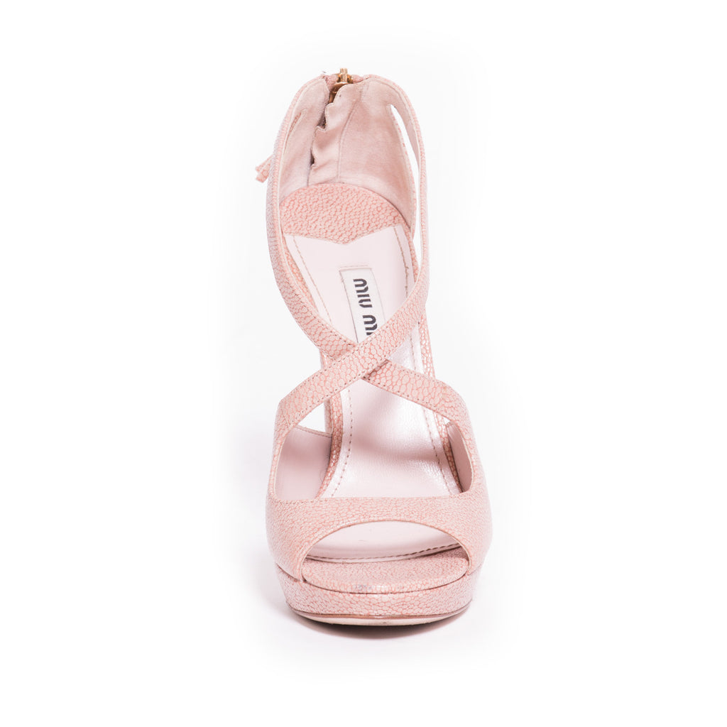 Miu Miu Nude Leather Sandals - revogue