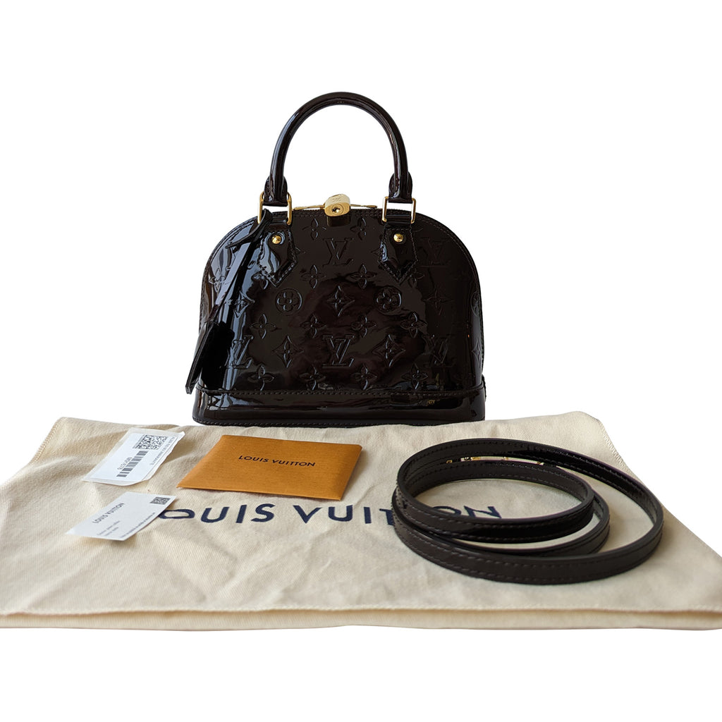 LOUIS VUITTON Black Magnetique Monogram Vernis Alma BB Satchel Bag