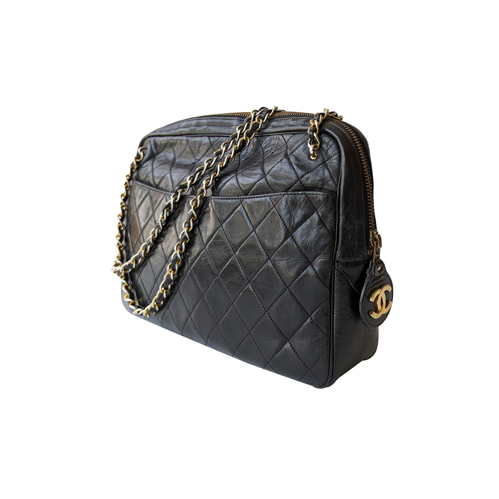 Chanel Vintage 3 Way Full Flap Bag Quilted Lambskin Mini Black 47661192