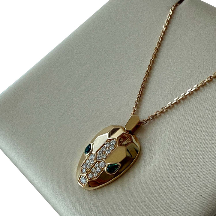 Bvlgari Serpenti Malachite & Pavé Diamond Necklace
