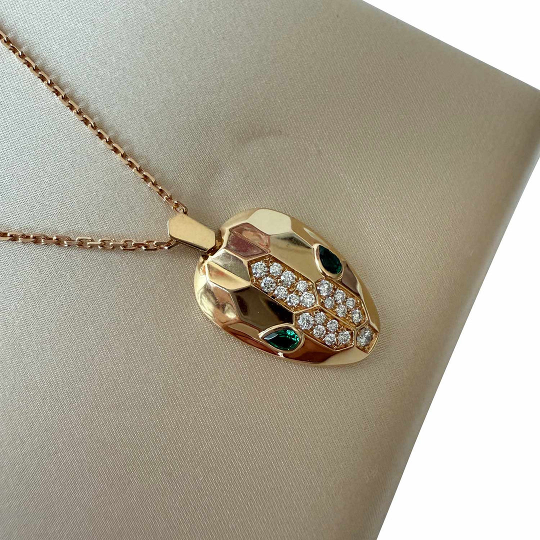 Bvlgari Serpenti Malachite & Pavé Diamond Necklace