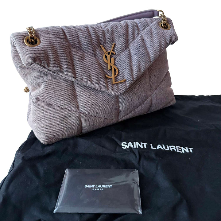 Saint Laurent LouLou Puffer Small Denim Shoulder Bag