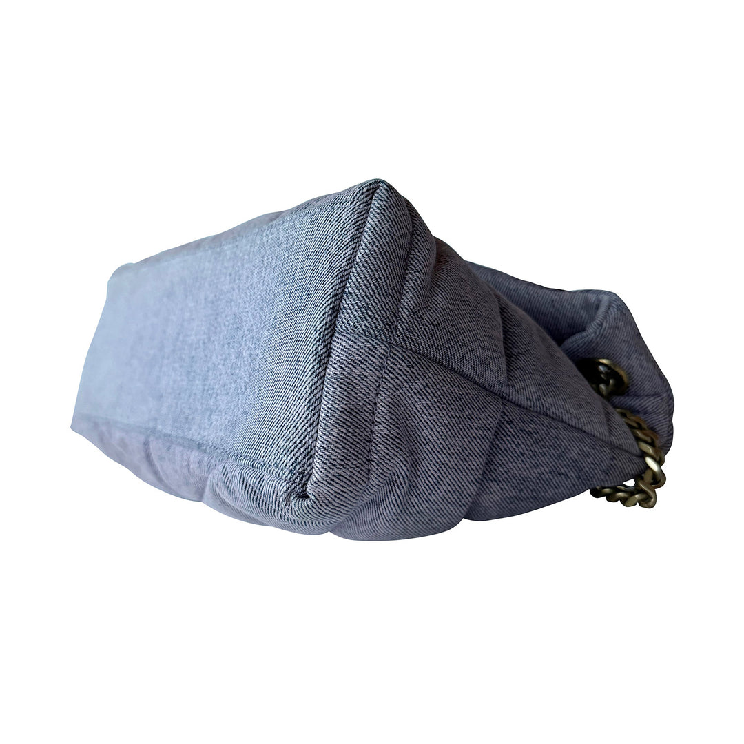 Saint Laurent LouLou Puffer Small Denim Shoulder Bag