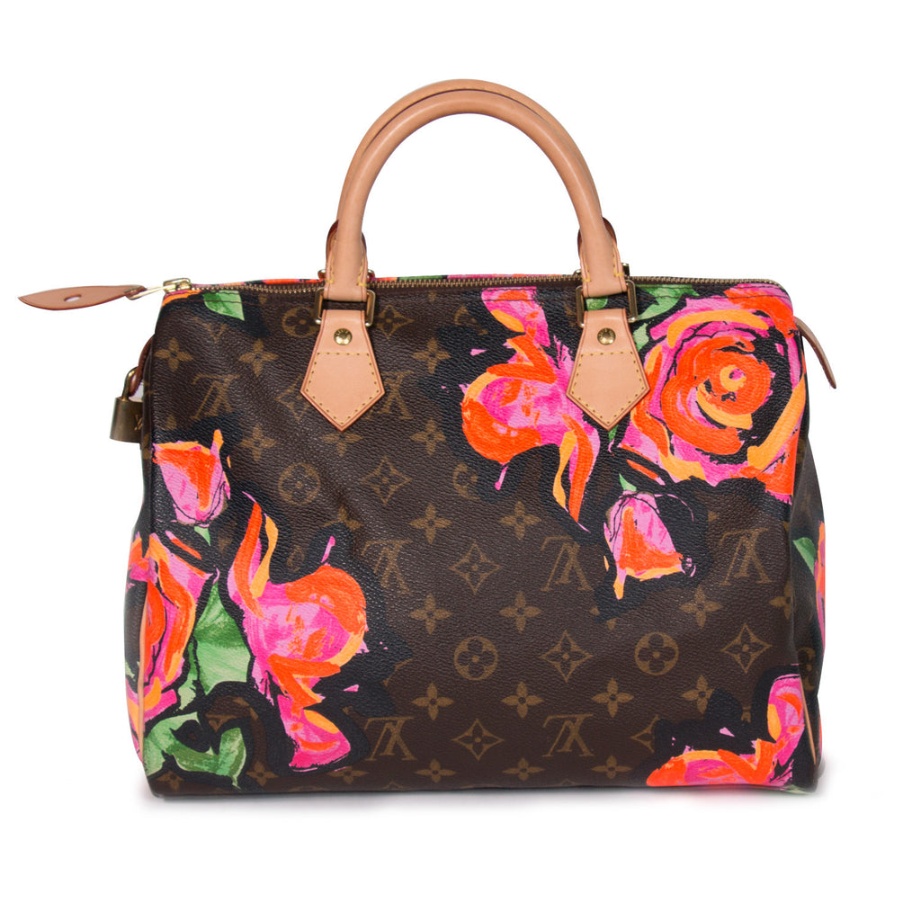Stephen Sprouse Multicolor Monogram Roses Coated Canvas Speedy 30 Gold  Hardware, 2008