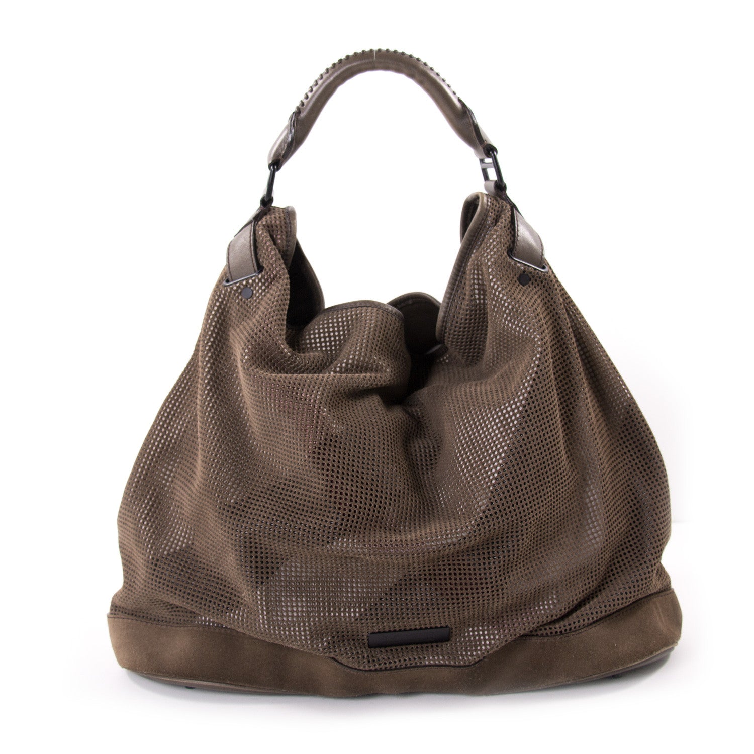 Shop authentic Burberry Perforated Oversized Hobo at revogue for