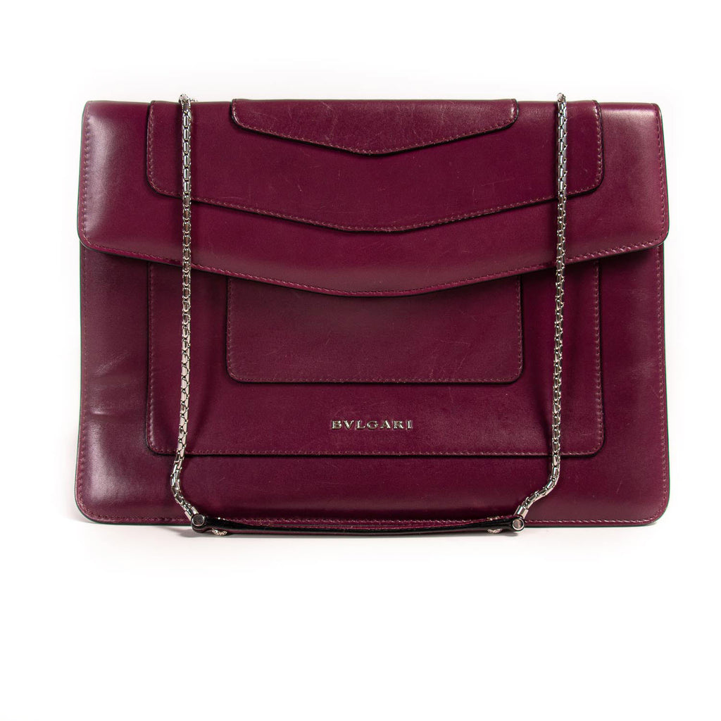 Bvlgari Burgundy Snakeskin Embossed Leather Serpenti Forever Flap Top  Handle Bag at 1stDibs