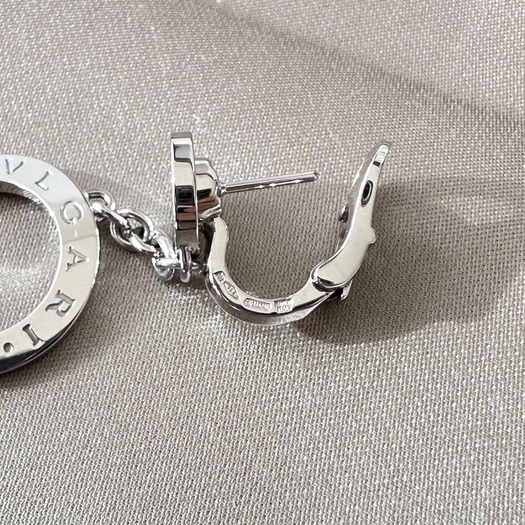 Bvlgari 18K Diamond Circle Drop Earrings