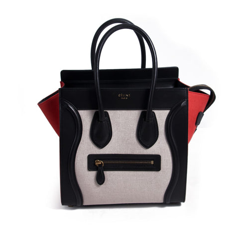 Celine Tricolor Mini Luggage Tote Bag