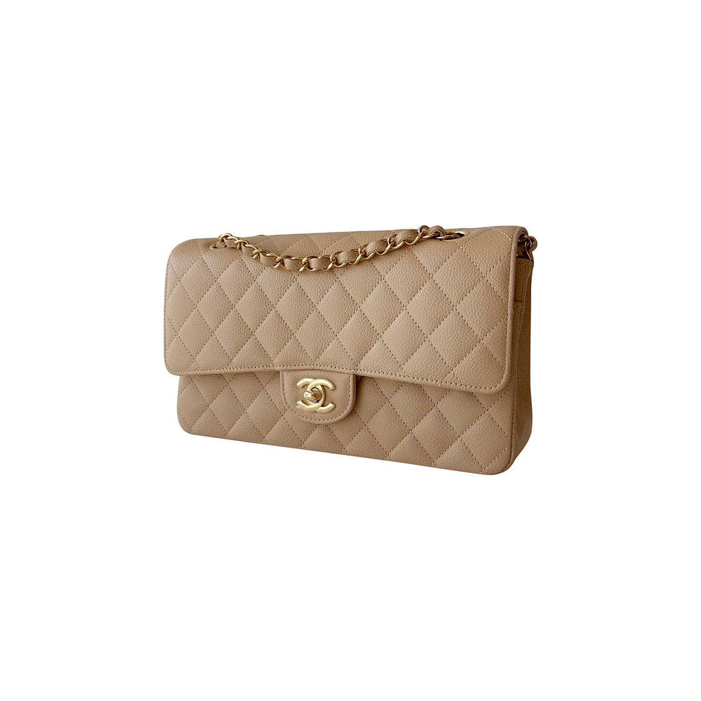 Chanel Classic Full Flap shoulder bag in beige quilted leather and GHW at  1stDibs