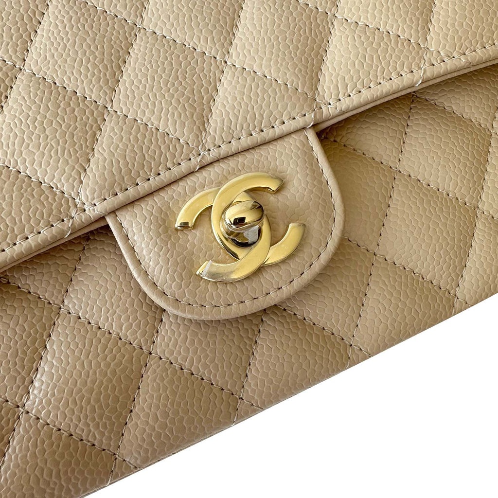 Chanel Beige Quilted Lambskin Medium Double Flap Bag Gold Hardware –  Madison Avenue Couture