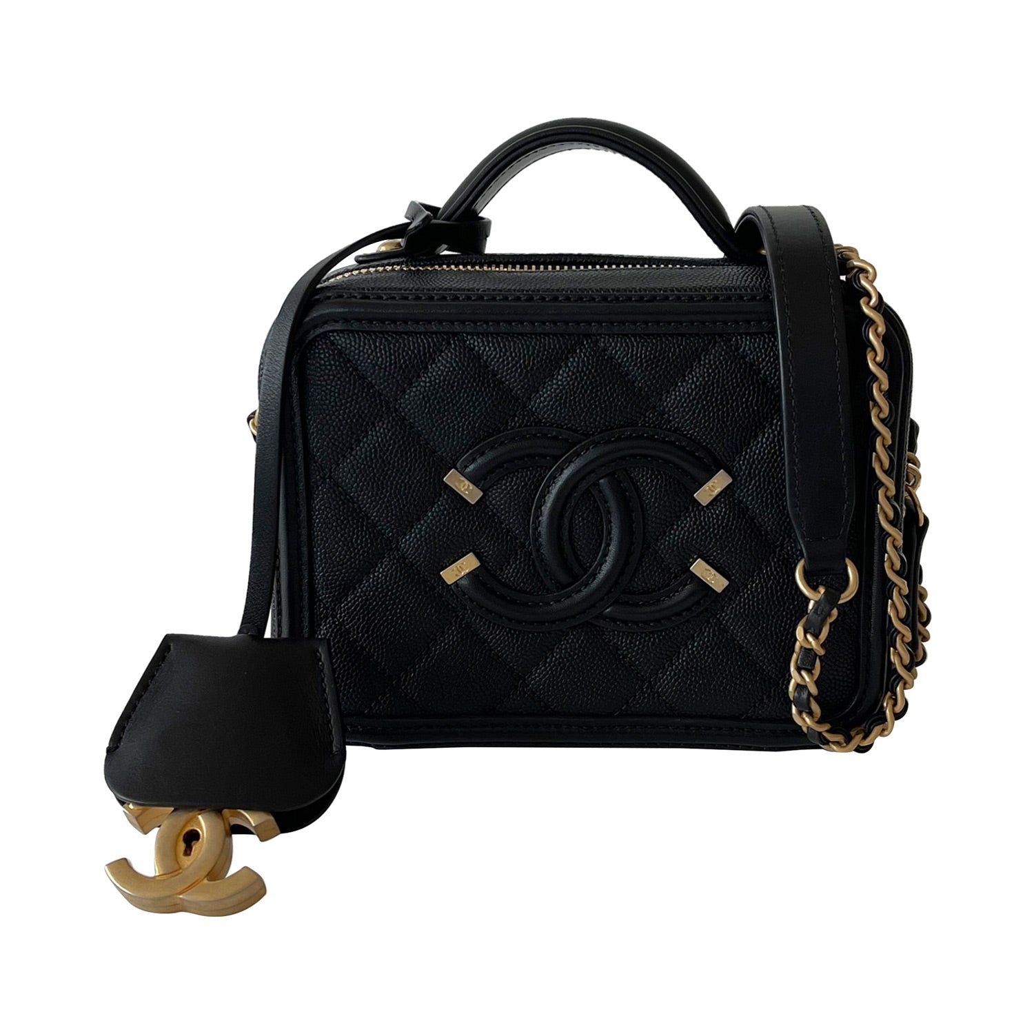 Chanel Incognito SO BLACK Small CC Filigree Vanity Case Crossbody