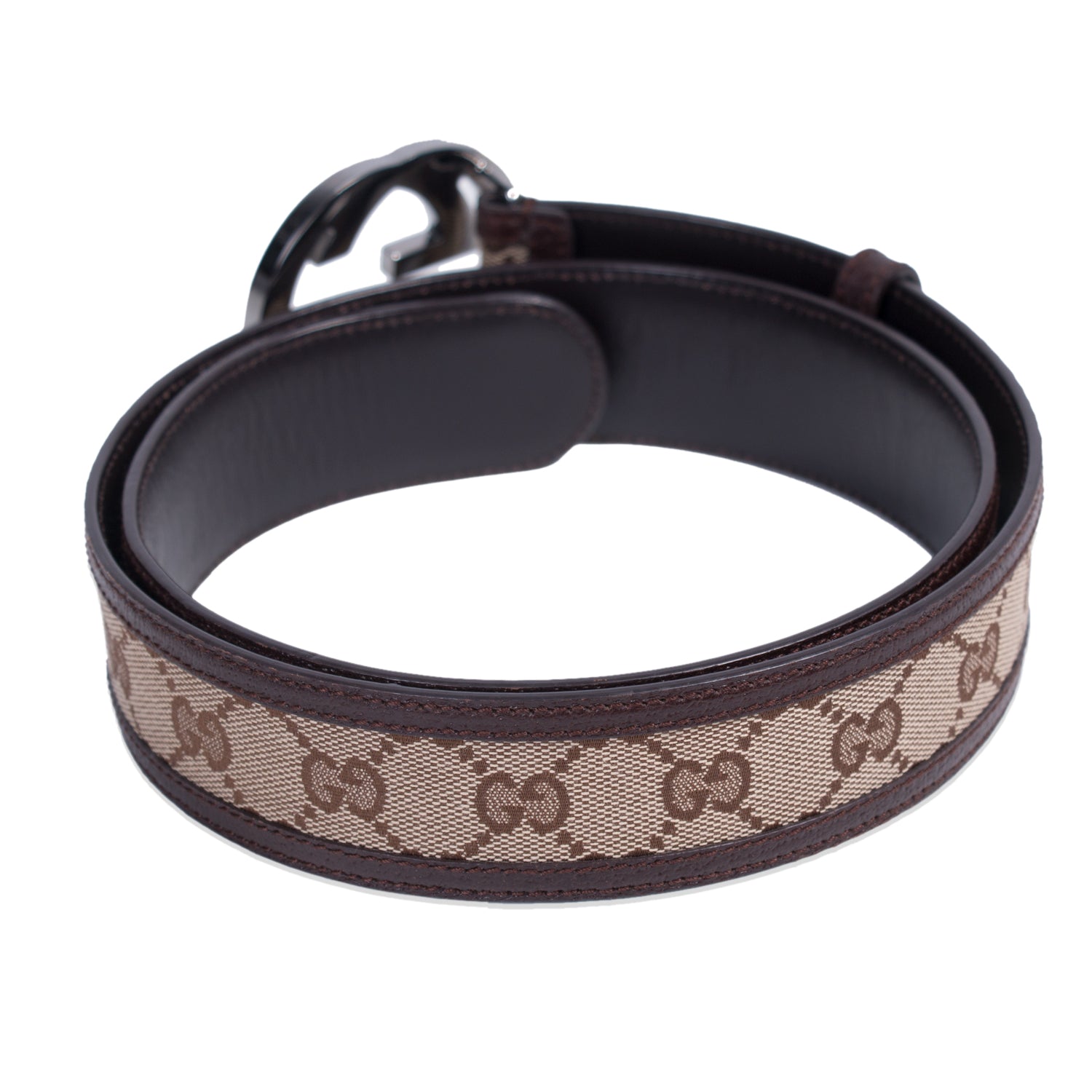 Shop authentic Gucci GG Interlocking Canvas Belt at revogue for just ...
