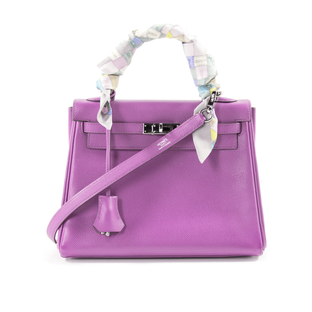 Hermès Kelly 25 Retourne Violet Courchevel Bags Hermès - Shop authentic new pre-owned designer brands online at Re-Vogue