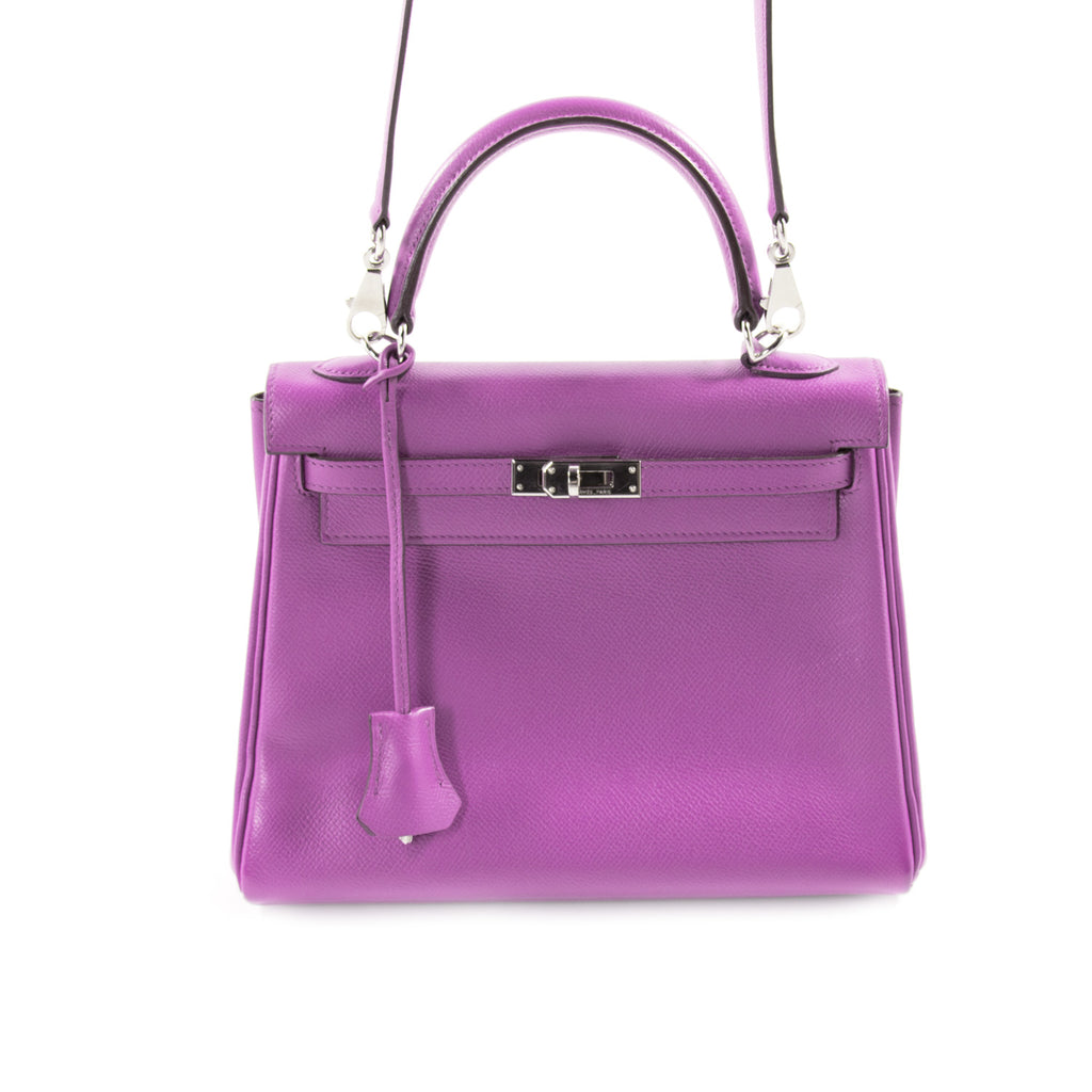 Hermès Kelly 25 Retourne Violet Courchevel Bags Hermès - Shop authentic new pre-owned designer brands online at Re-Vogue