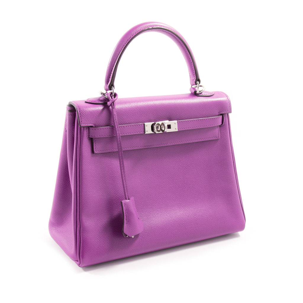 Hermès Kelly 25 Retourne Violet Courchevel Bags Hermès - Shop authentic new pre-owned designer brands online at Re-Vogue