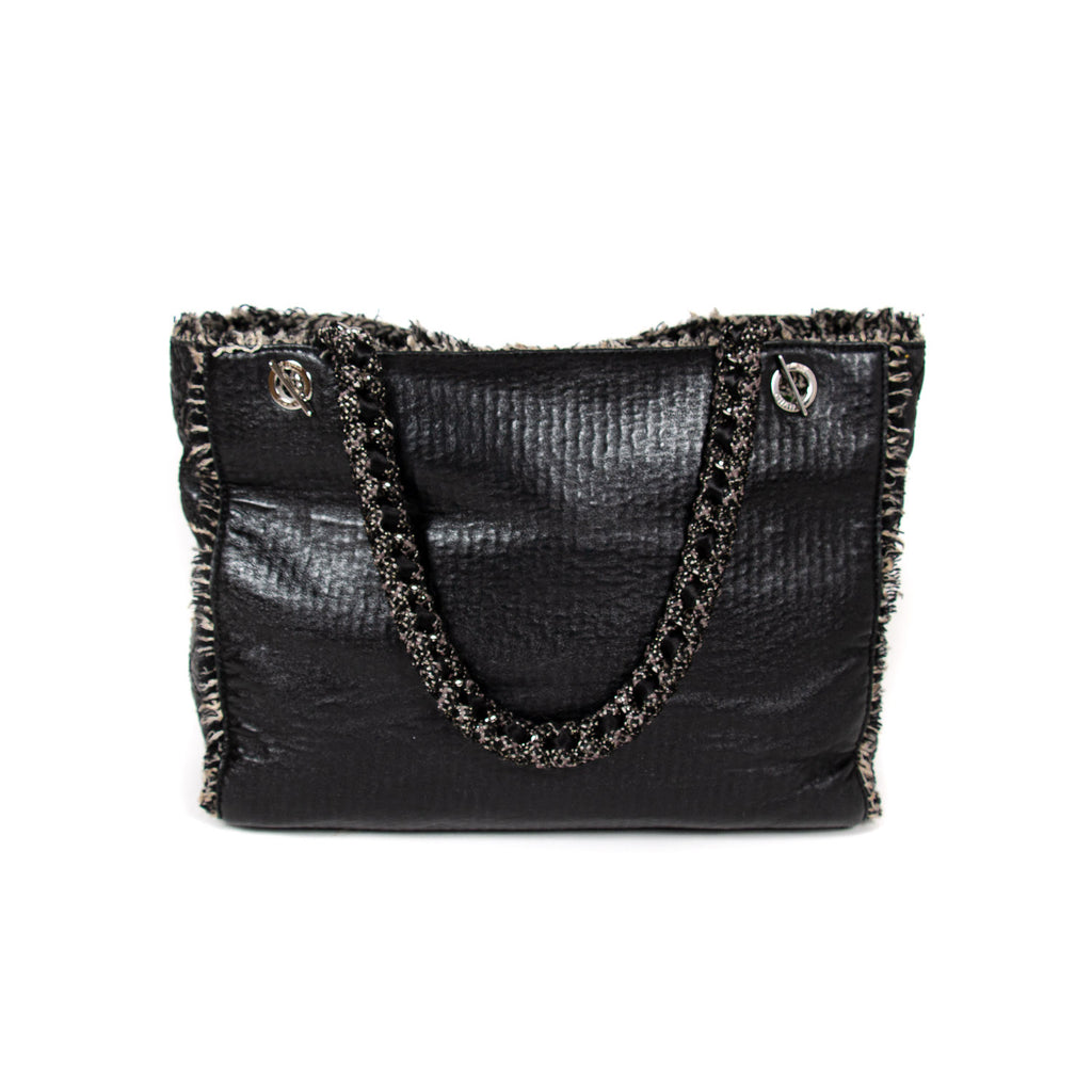 Chanel Tweed On Stitch Tote Bag Black ref.702663 - Joli Closet