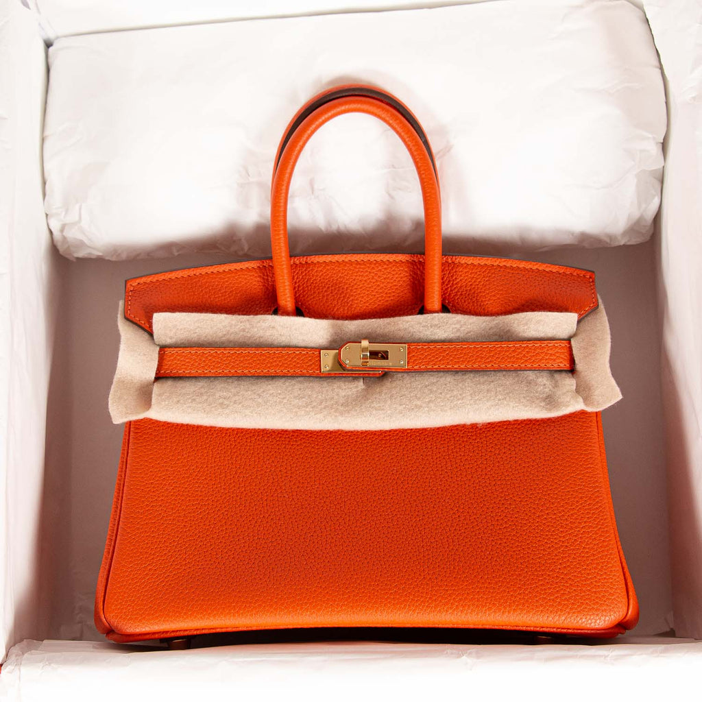 Hermes Birkin 25 Orange Togo Leather