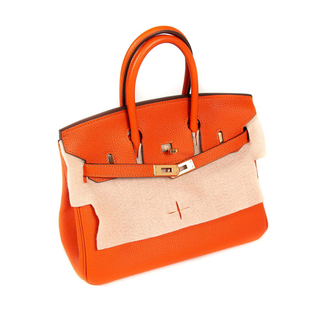 Hermes Birkin 25 Orange Togo Leather Gold Hw Handbag - Luxury Souq