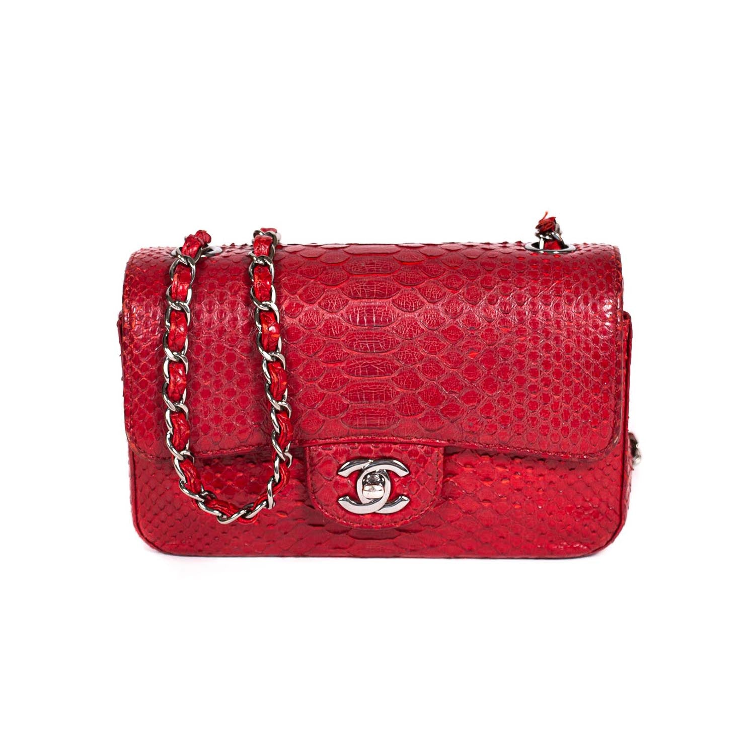 Shop authentic Chanel New Mini Classic Python Flap Bag at revogue