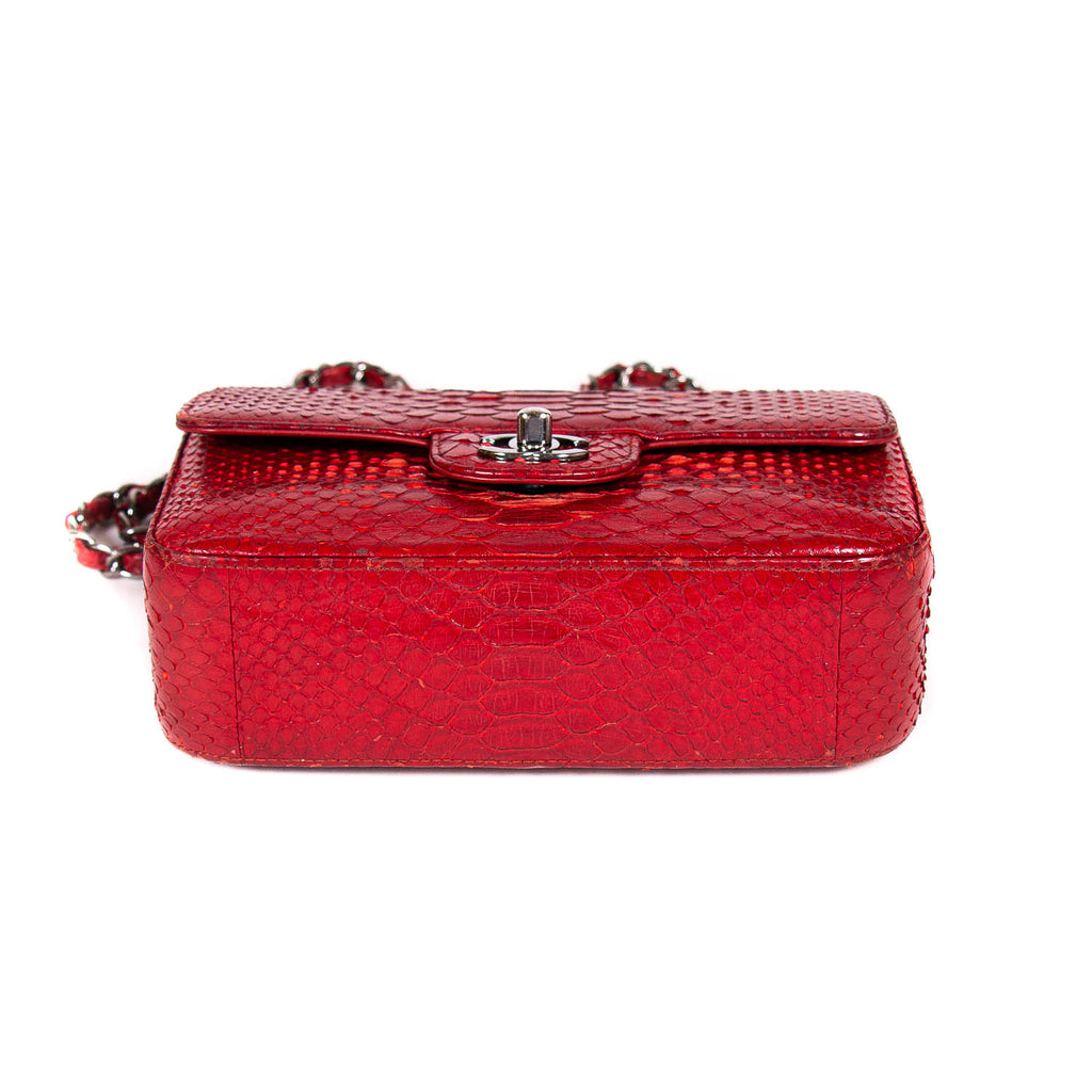 Chanel Small Classic Flap Bag Red Python