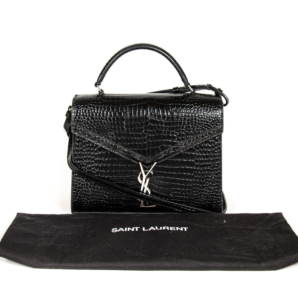 Saint Laurent Cassandra Medium Crocodile Embossed Leather