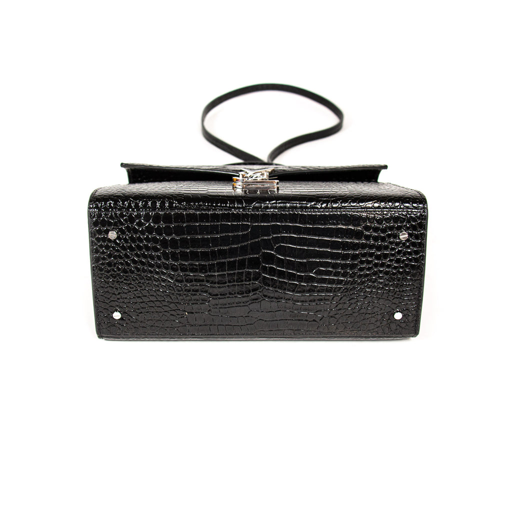 Saint Laurent Cassandra Medium Crocodile Embossed Leather