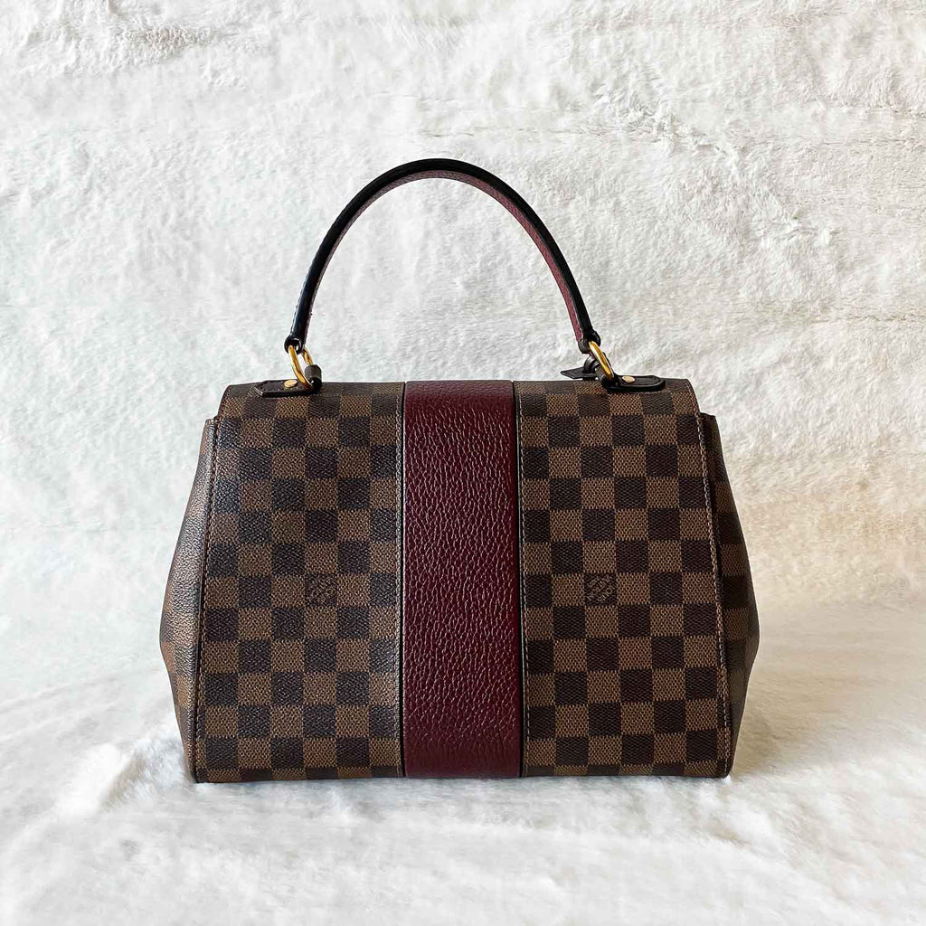 Louis Vuitton Bond Street Top Handle Bag Damier Burgundy Leather MM Br –  Gaby's Bags