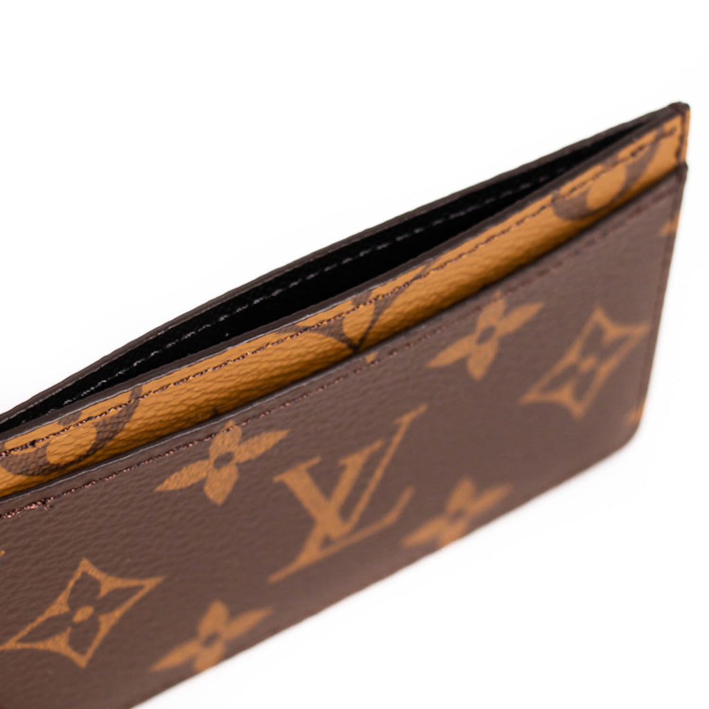 Louis Vuitton Monogram Reverse Card Holder Wallet Brown