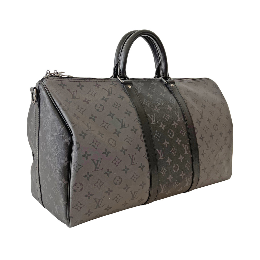 Louis Vuitton Black Grey Monogram Eclipse Keepall Bandouliere 50 - My  Luxury Bargain South Africa