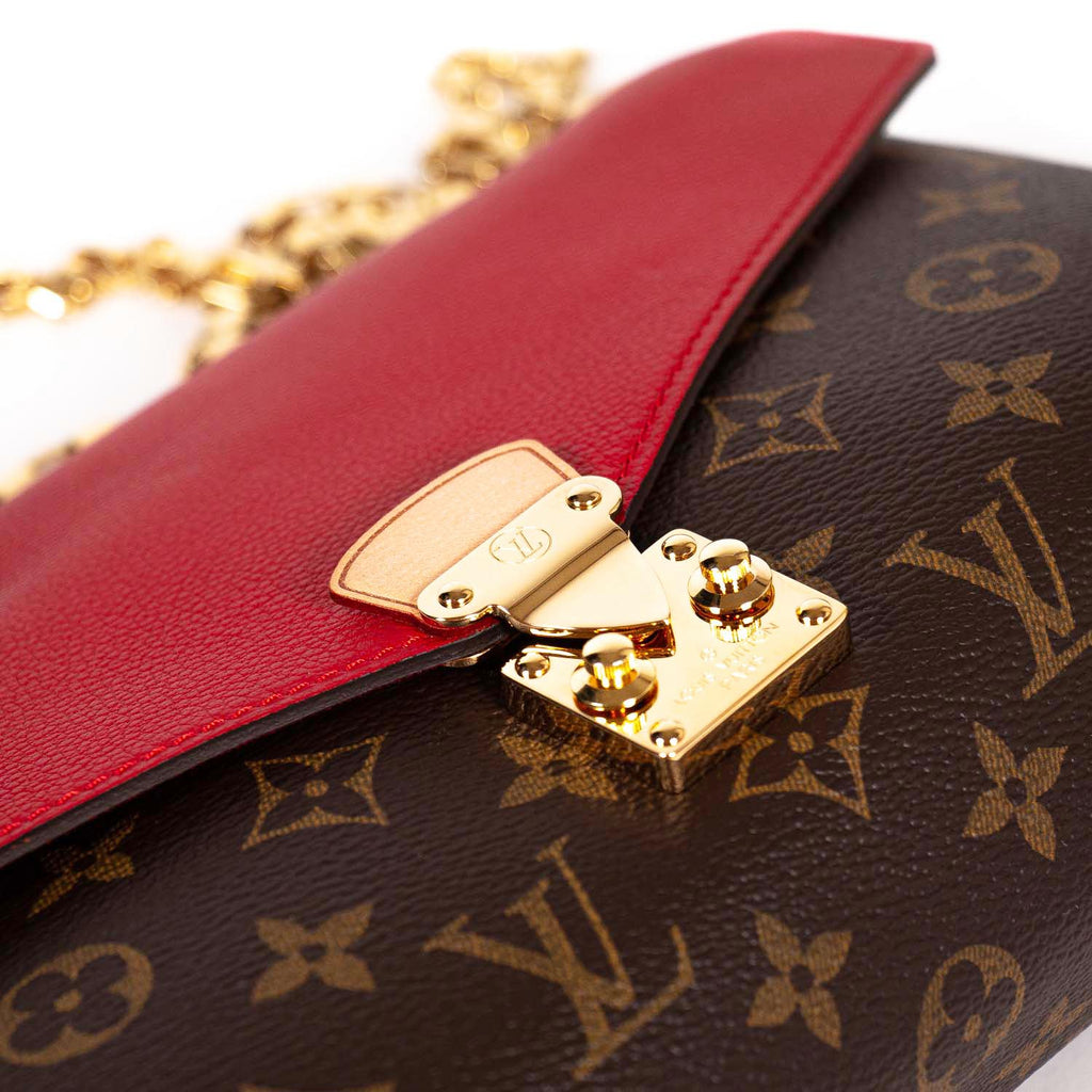 Authentic Louis Vuitton Red Monogram Pallas Chain Shoulder Bag