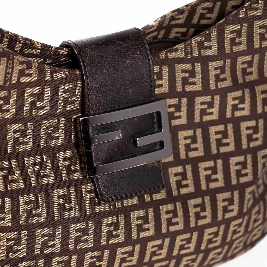 Fendi Leather Trimmed Zucca Baguette