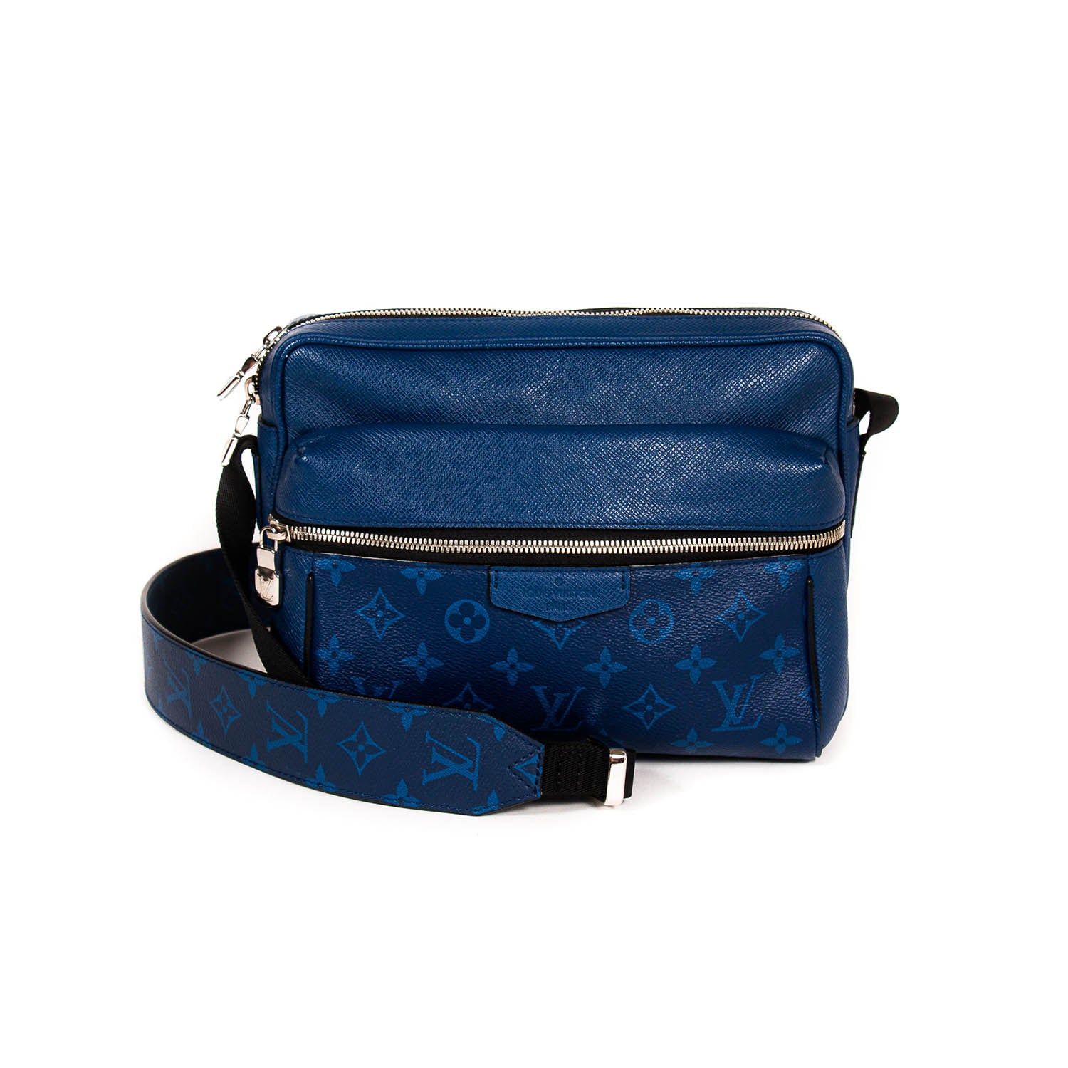 Louis Vuitton Outdoor Messenger Navy Blue in Monogram Coated Canvas/Taiga  Cowhide Leather with Silver-tone - US