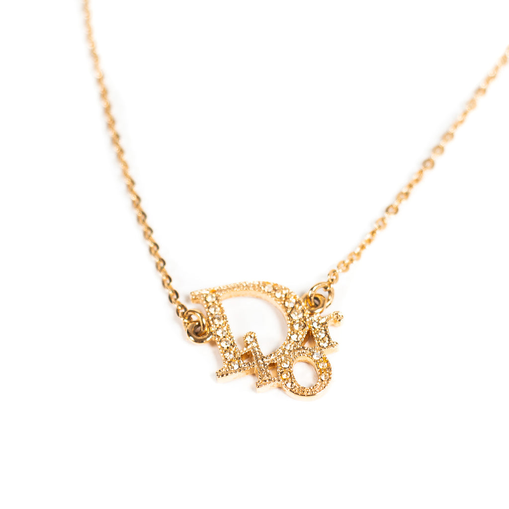 Christian Dior Crystal Logo Necklace