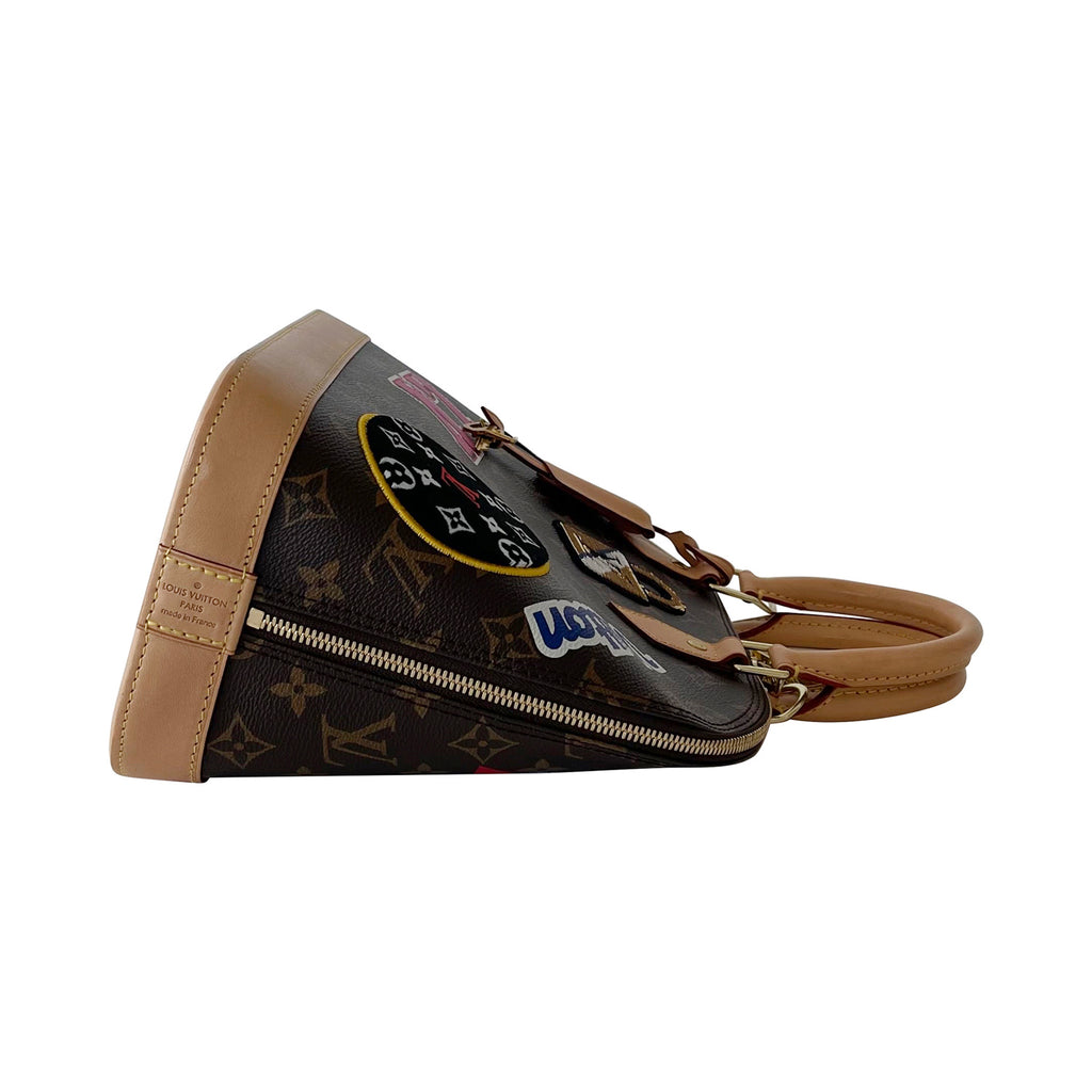 Louis Vuitton Alma Monogram Patches PM Brown Multicolor in Coated