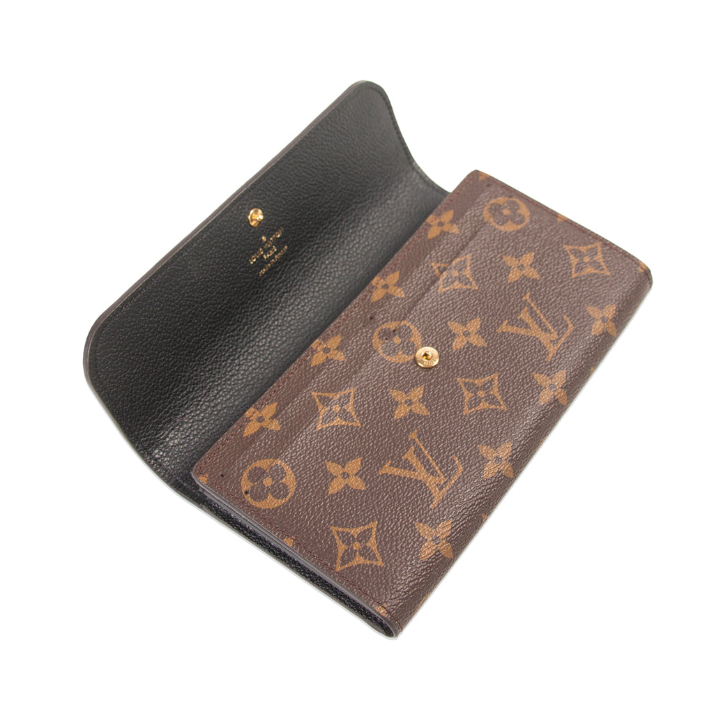 Louis Vuitton wallet vienova leather black monogram embossed simple  fashionable