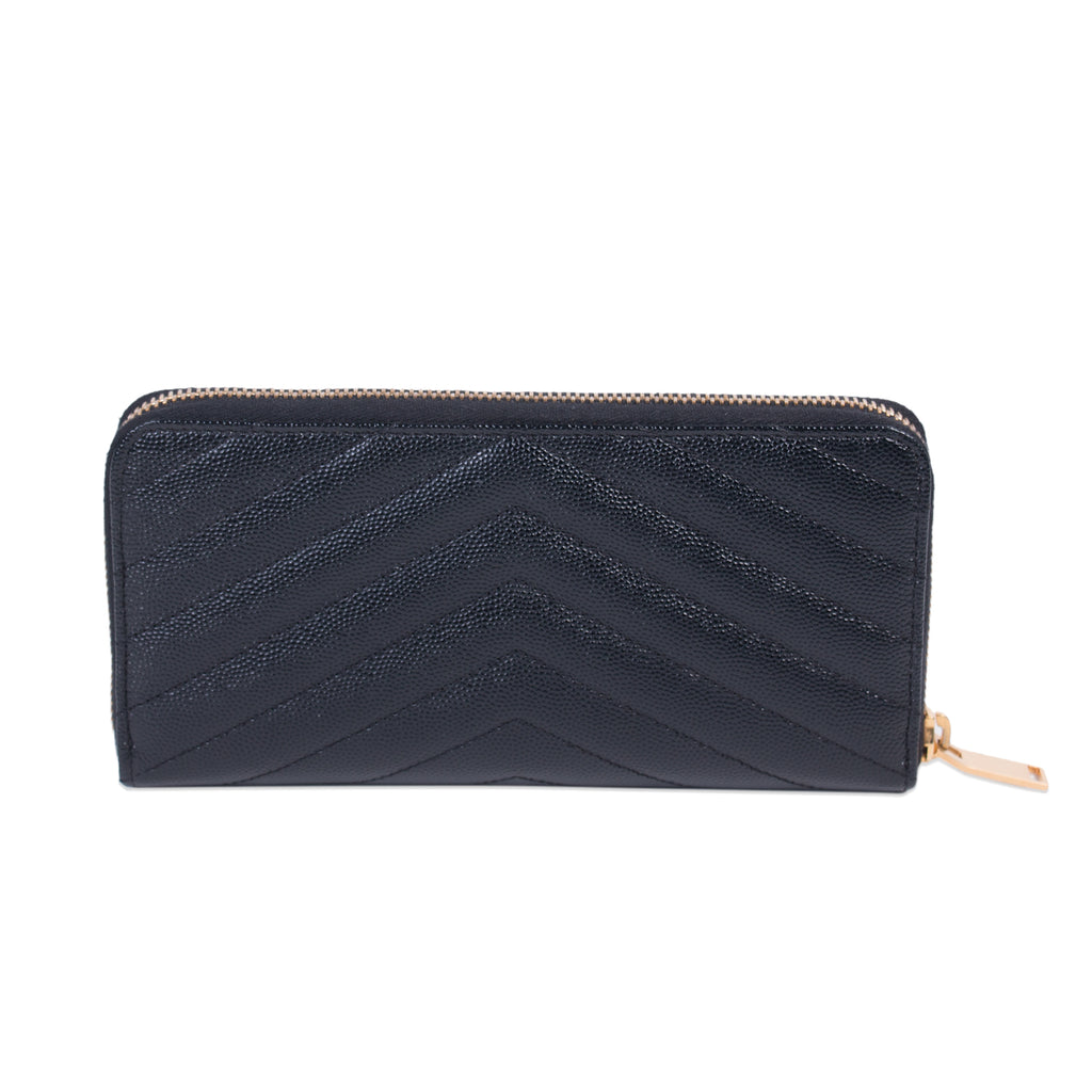 Black Leather Quilted Zippy Wallet (Authentic Pre-Owned)