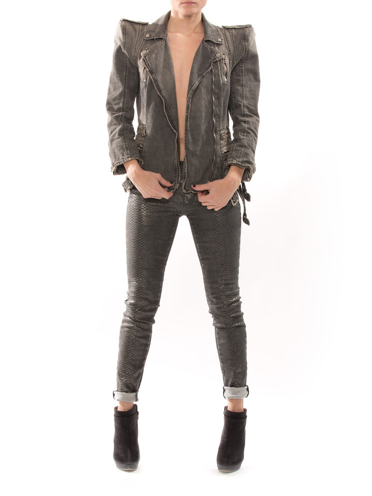 Balmain Grey Biker Jacket - revogue