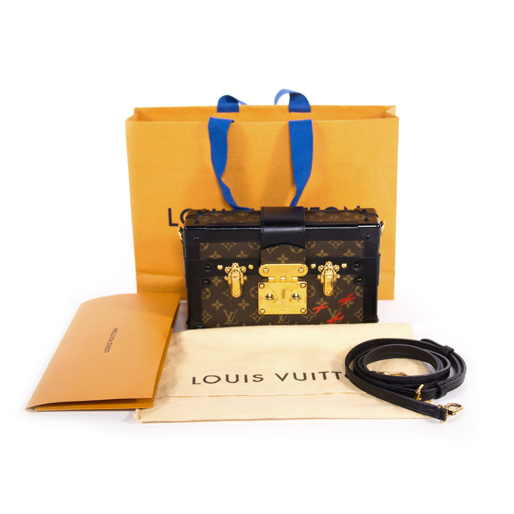 Louis Vuitton Petite Malle Monogram Metal in Black M57817 in 2023