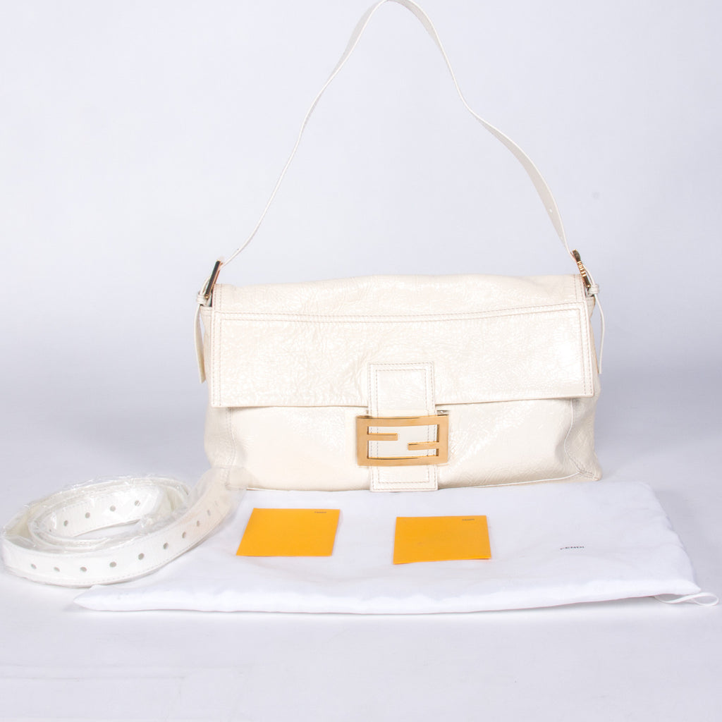 Fendi White Baguette - revogue