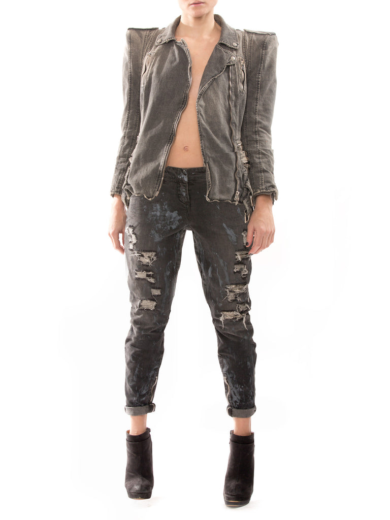 Balmain Distressed Biker Jeans - revogue