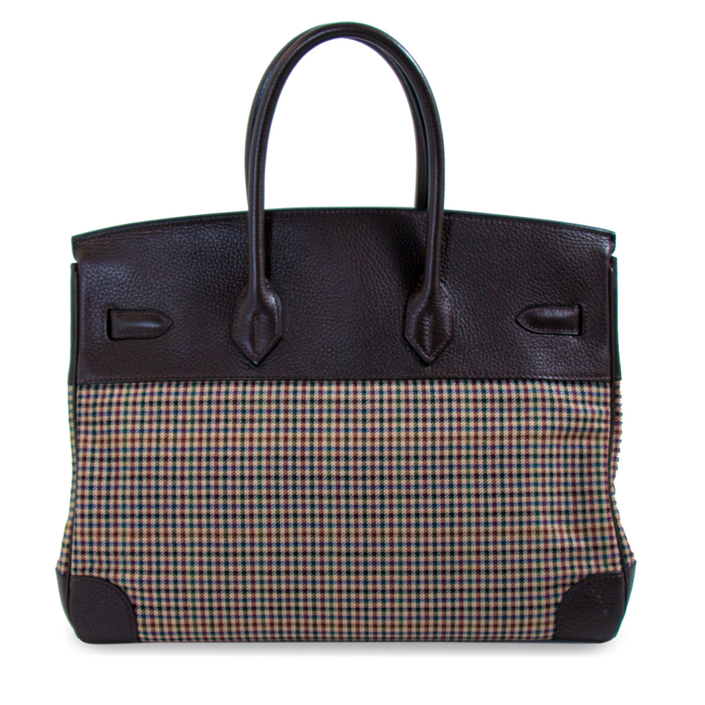 Hermès Birkin 35 Clemence Leather and Houndstooth Canvas Bags Hermès - Shop authentic new pre-owned designer brands online at Re-Vogue