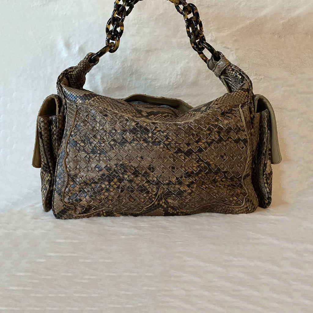 Bottega Veneta Intrecciato Snake Skin Hobo Bag