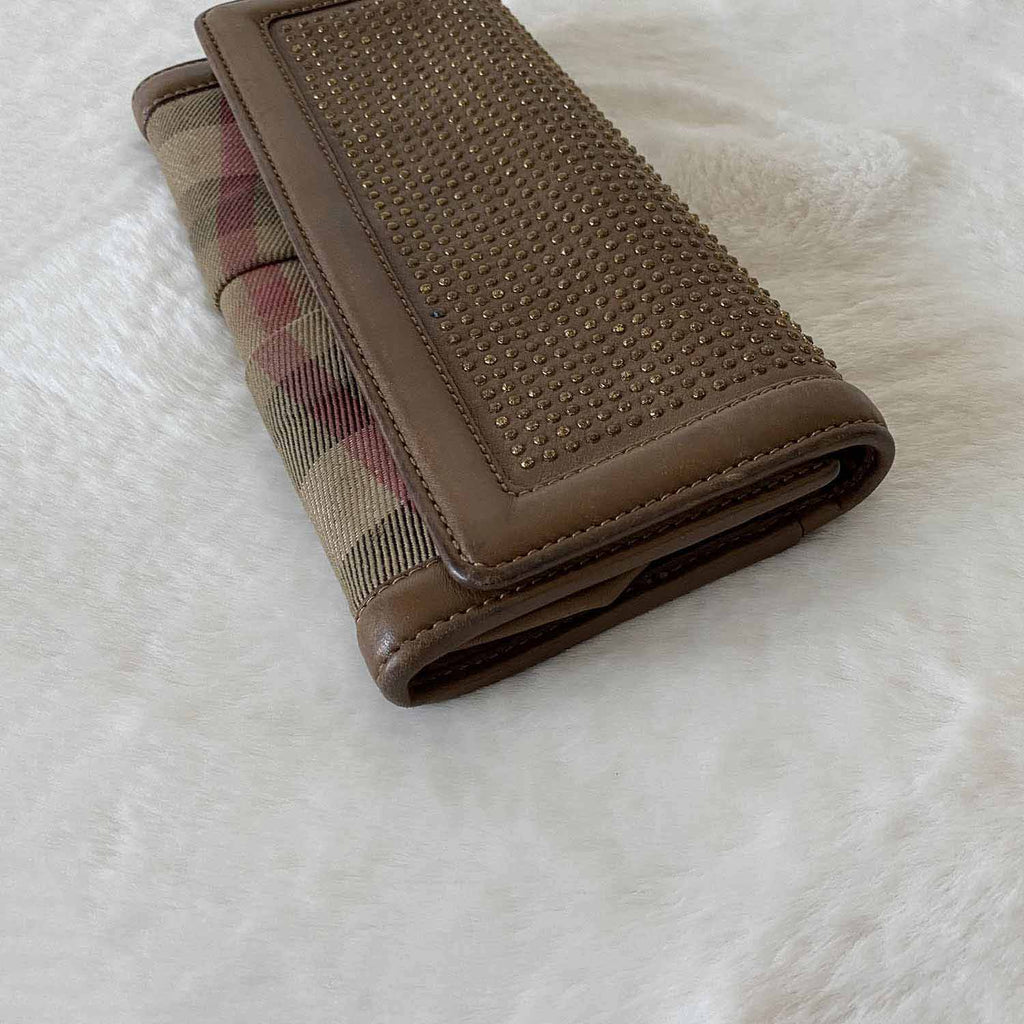 Burberry House Check Studded Wallet