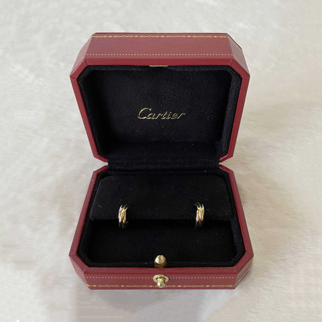 Cartier White Yellow Rose Gold Trinity Earrings