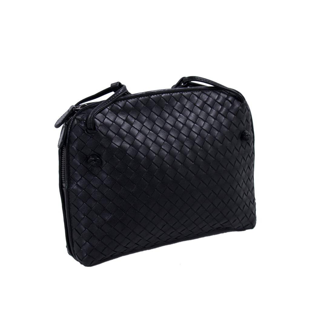 Bottega Veneta Black Intrecciato Leather Nodini Crossbody Bag - BOPF