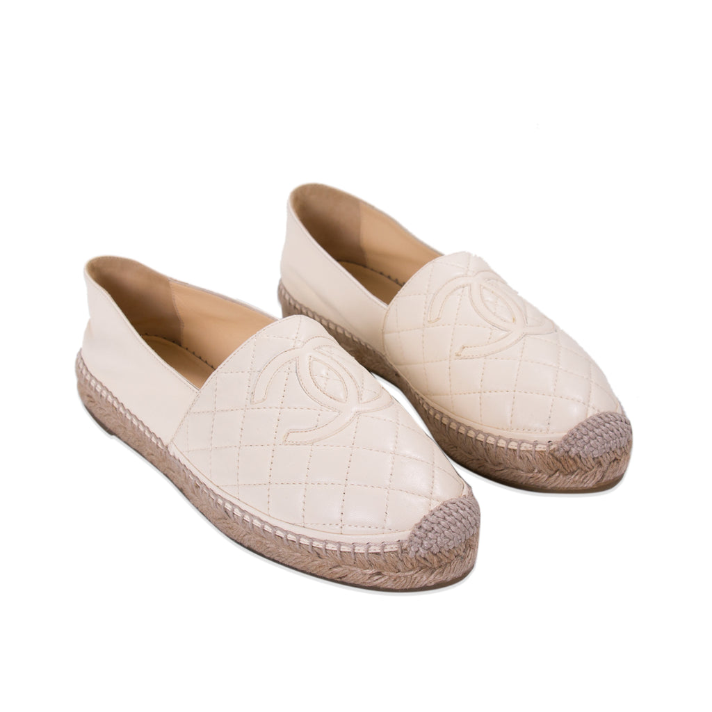 Shop authentic Chanel Quilted Lambskin Leather Espadrilles at