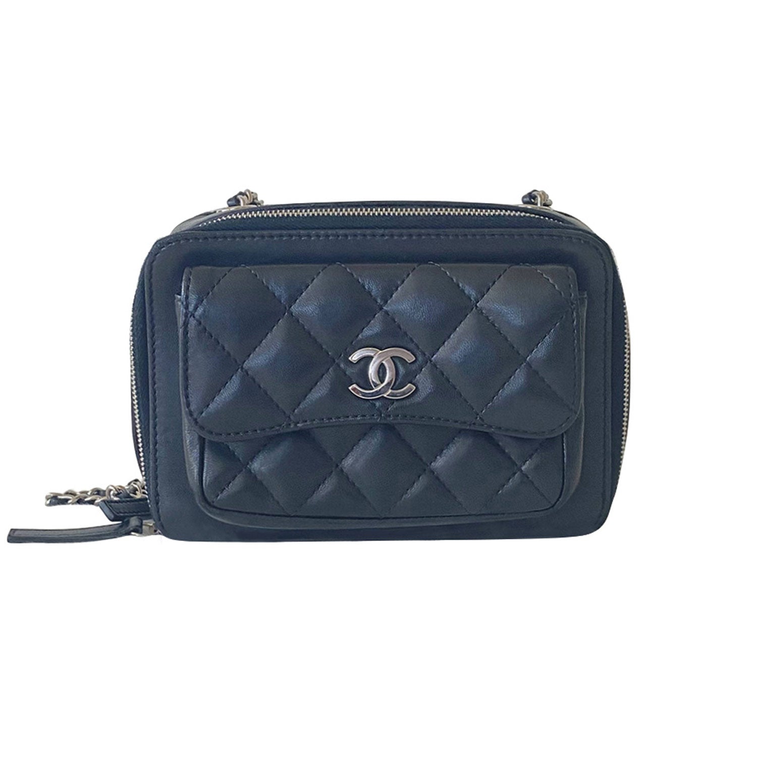 Chanel Pocket Box Camera Case Quilted Patent Mini