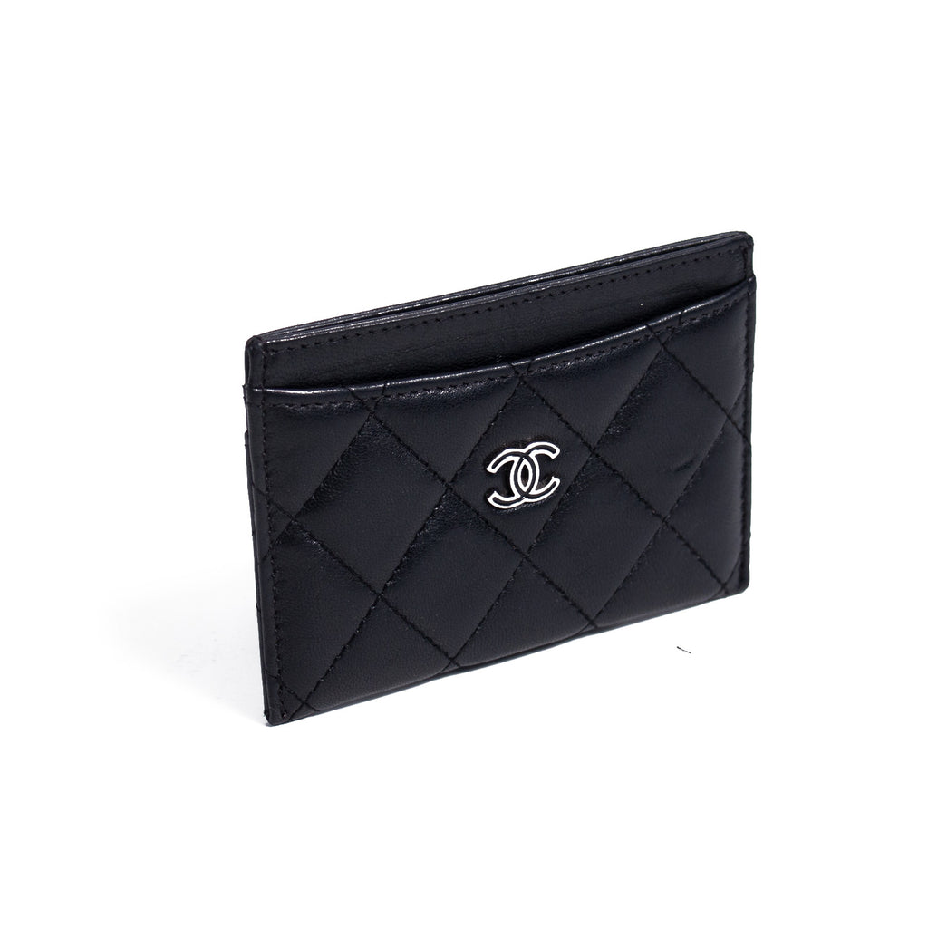 Chanel Black Classic Interlocking CC Logo Card Holder