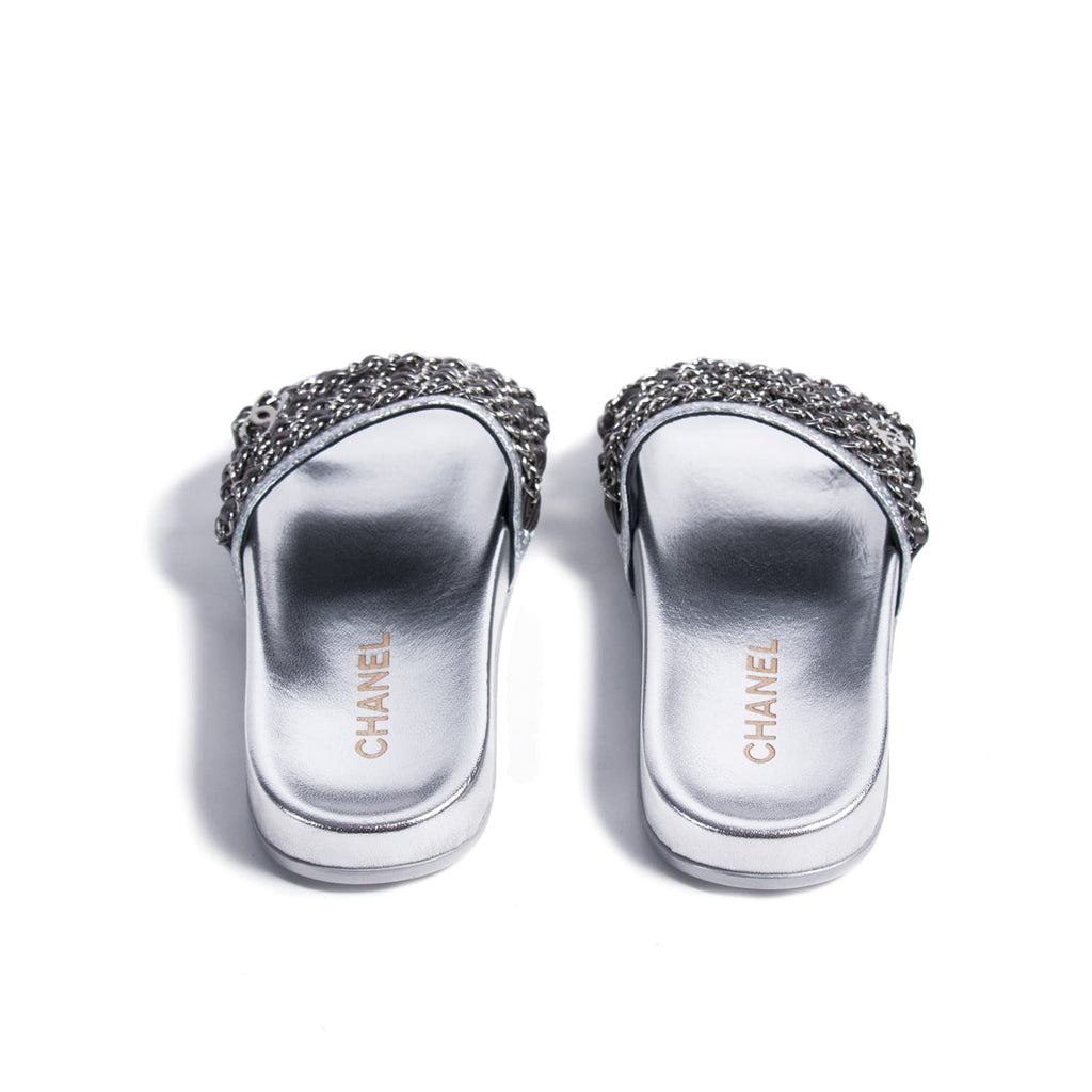 Chanel Chain-Link Slide Sandals Shoes Chanel - Shop authentic new pre-owned designer brands online at Re-Vogue