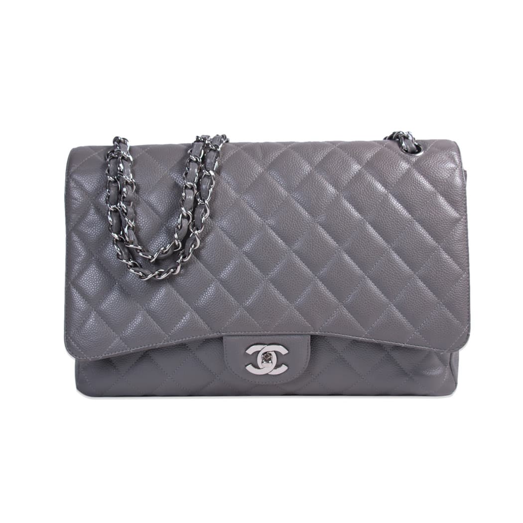 Chanel grey sales caviar flap